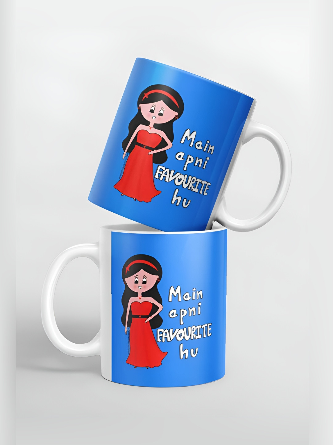macmerise Blue & Red Printed Ceramic Glossy Mug 325ml