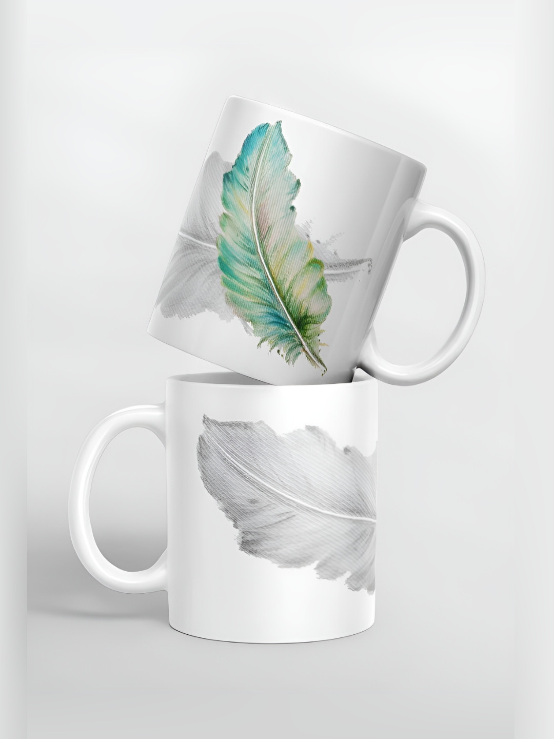 macmerise White & Grey Printed Ceramic Glossy Mug 325 ml