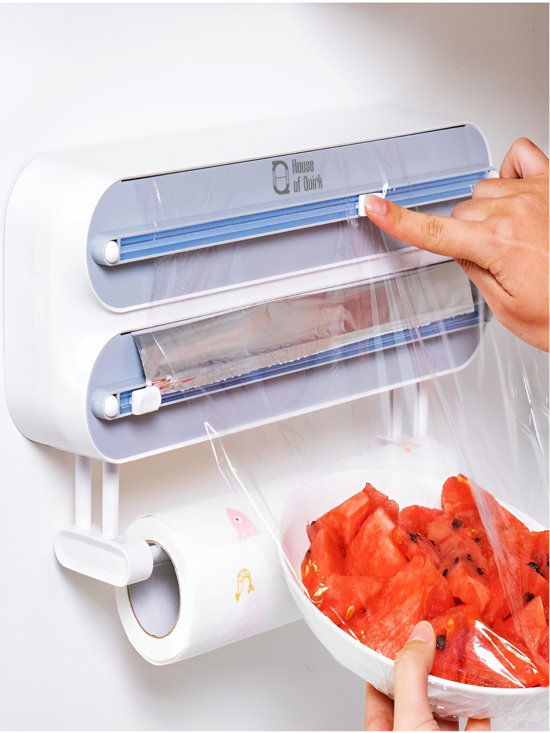 HOUSE OF QUIRK Grey & White Wrap Organizer with Paper Towel Holder