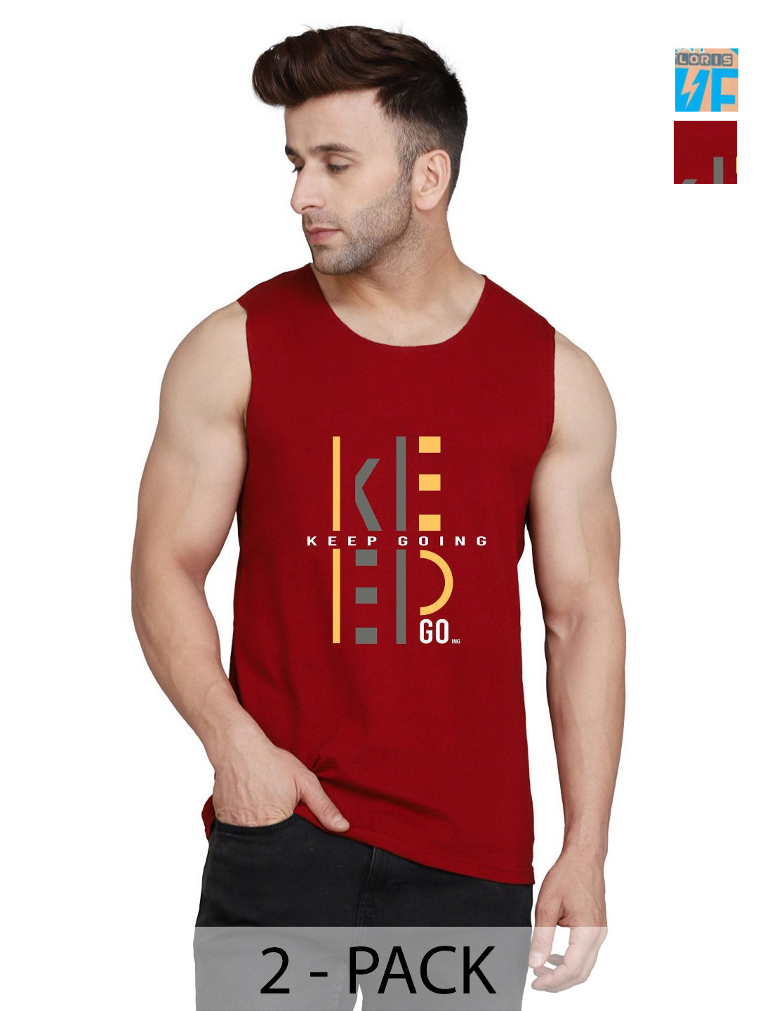 SLOWLORIS Men Pack Of 2 Typography Printed Round Neck Cotton Slim Fit T-Shirts