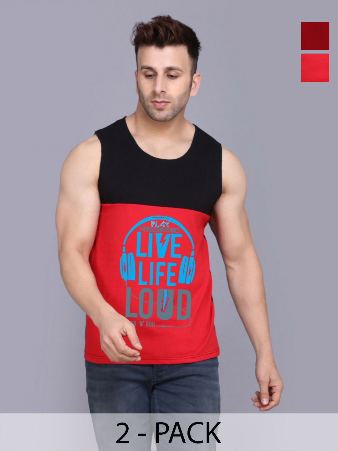 SLOWLORIS Men Typography Printed Muscle Fit Tank Top