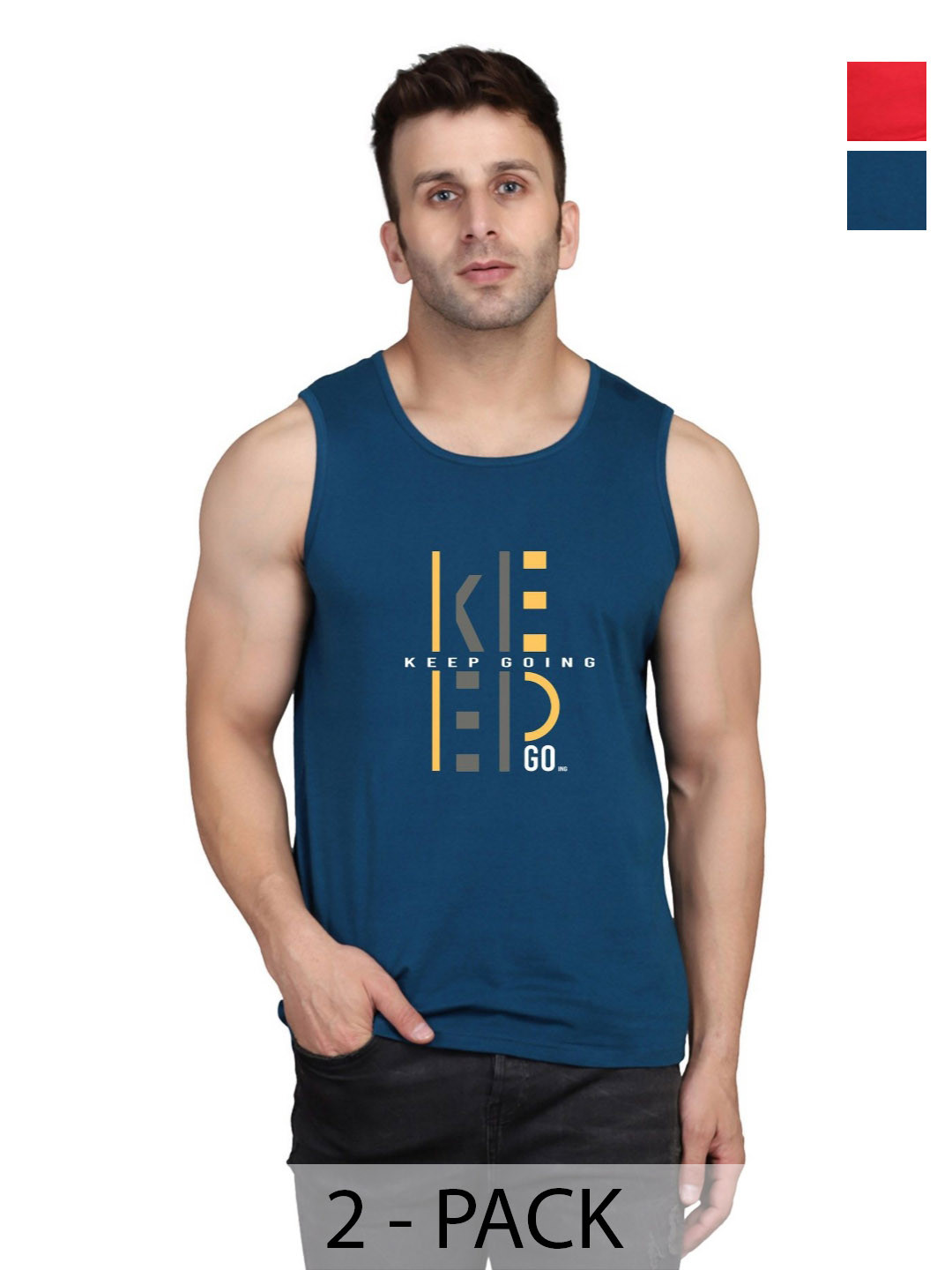 SLOWLORIS Men Pack Of 2 Typography Muscle Fit T-Shirts