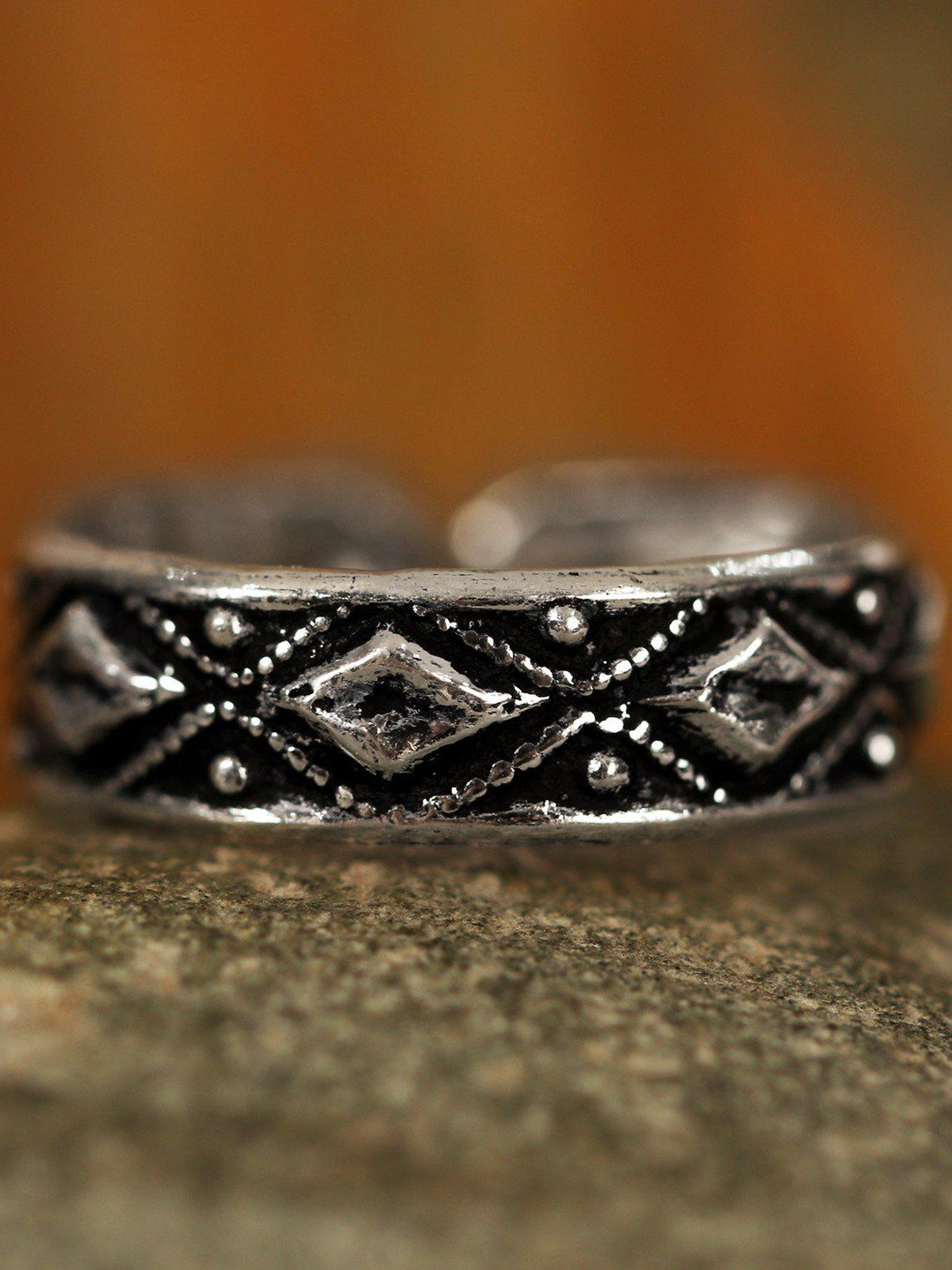 Exotic India Silver-Plated Sterling Silver Engraved Design Finger Ring