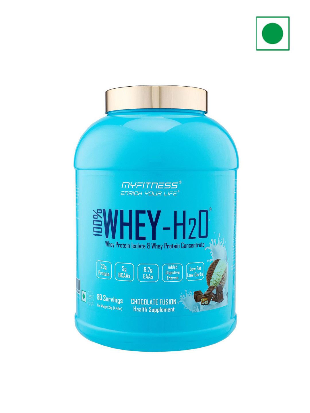 100% Whey H2O Whey Protein Powder Chocolate Fusion 2kg - 80 Servings