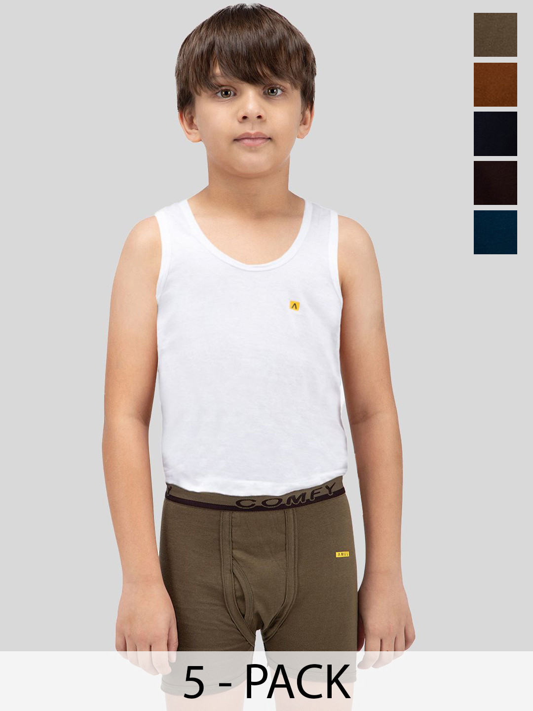 AMUL COMFY Boys Pack Of 10 Pure Cotton Breathablity Trunks AC-STRUNKOE-MULTI-73-10PC