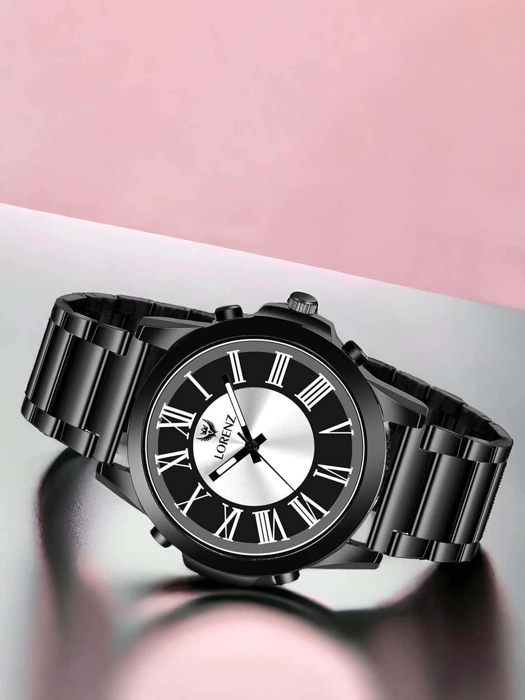 LORENZ Men Brass Patterned Dial & Bracelet Style Straps Analogue Multi Function Watch MK-4033R