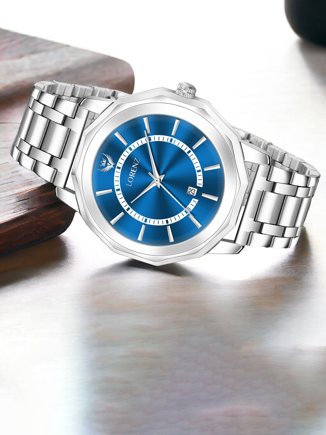 LORENZ Men Brass Embellished Dial & Bracelet Style Straps Analogue Multi Function Watch MK-4046R