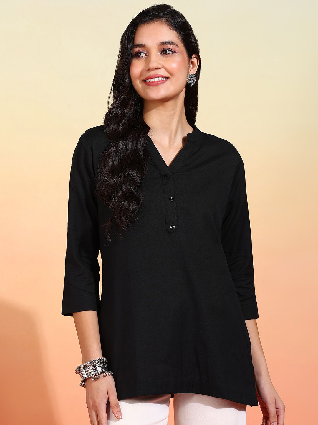 BLOCKS OF INDIA Women Solid Pure Cotton Kurti