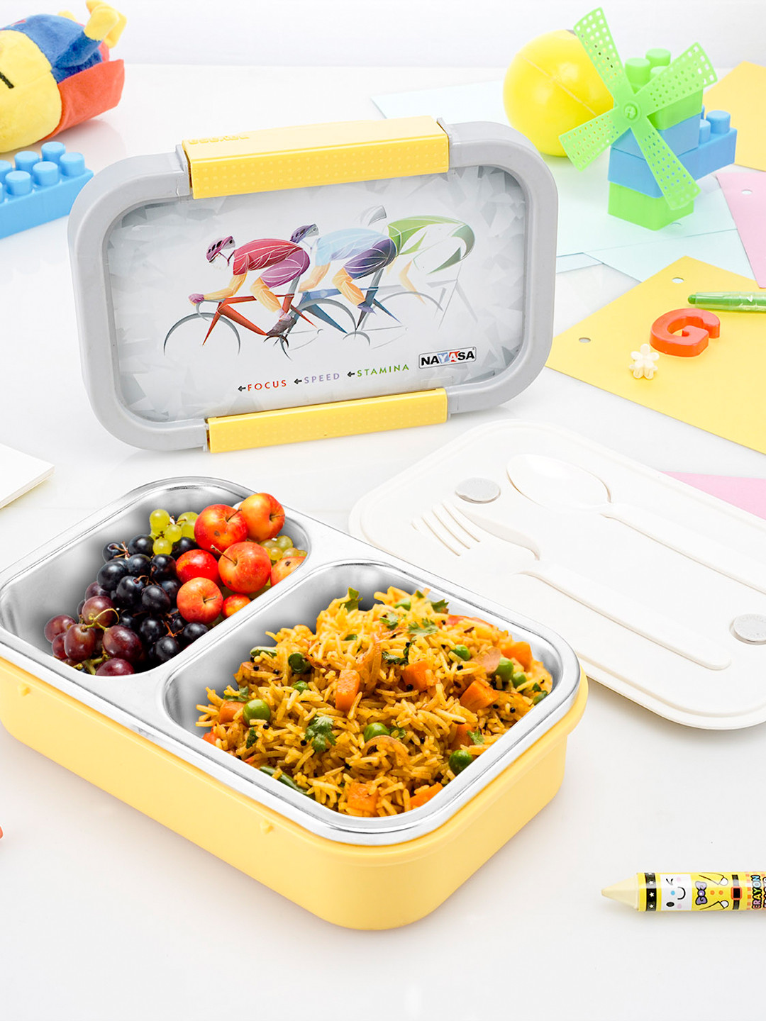 Nayasa Yellow Airtight & Leakproof Autobot Insulated Stainless Steel Lunchbox