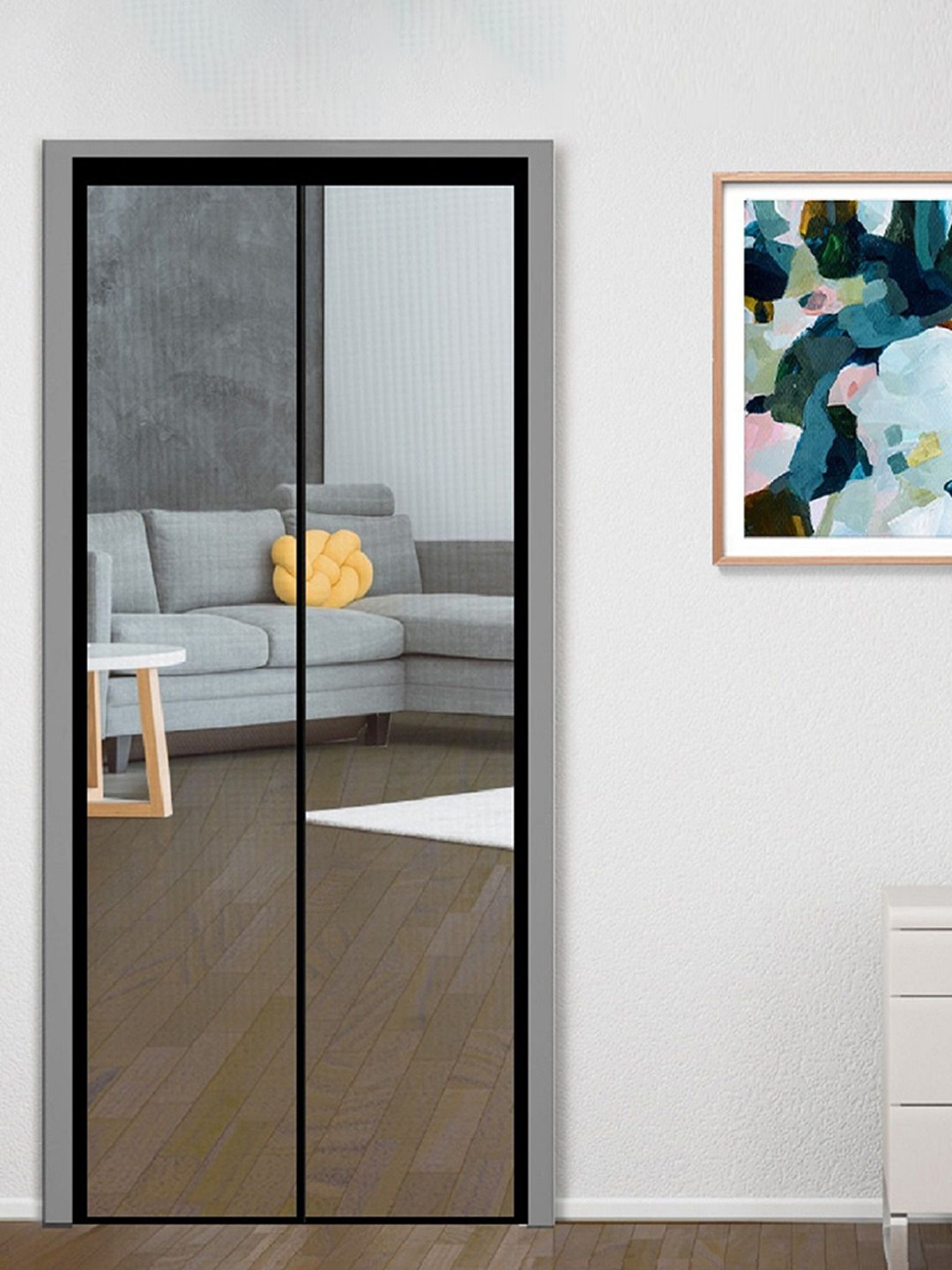 Classic Mosquito Net Black Free Entry Fiberglass Door Net With Magnet