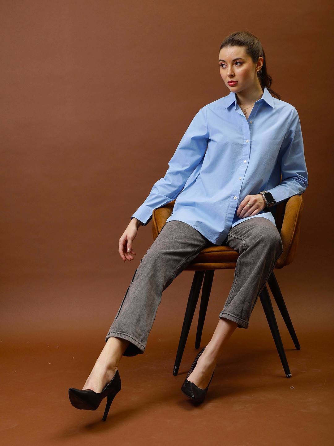 Athena Immutable Roll-Up Sleeves Cotton Shirt Style Top
