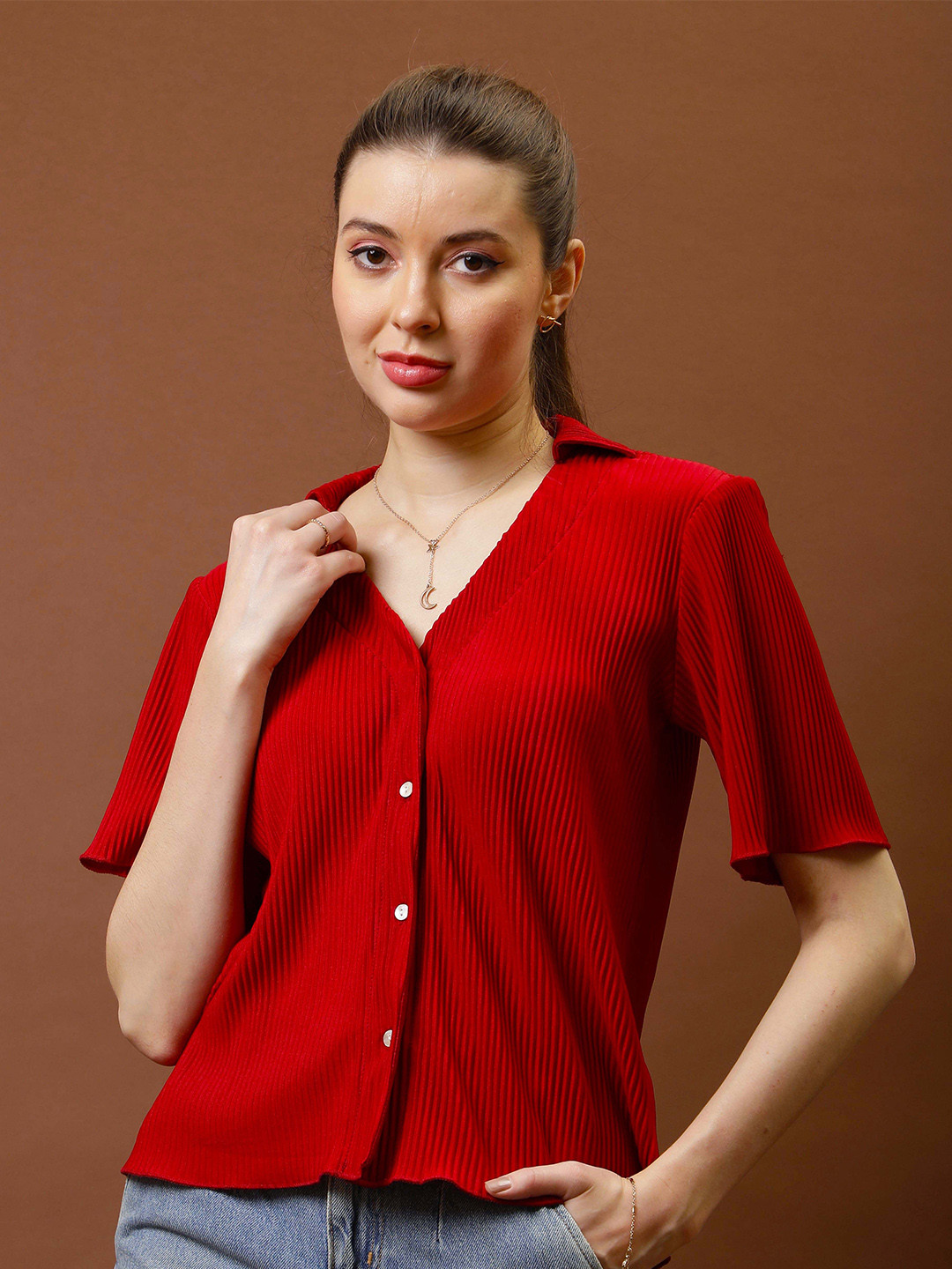 Athena Immutable Women Self Design Shirt Style Top