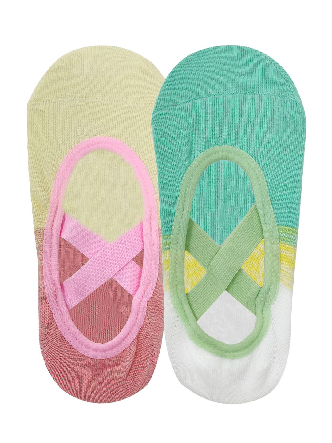 Mint & Oak Women Pack Of 2 Two Toned Patterned Shoe Liners Socks