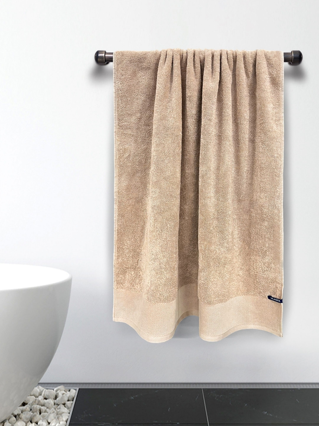 Myntra Elegant Homes Tan Cotton 650 GSM Bath Towel