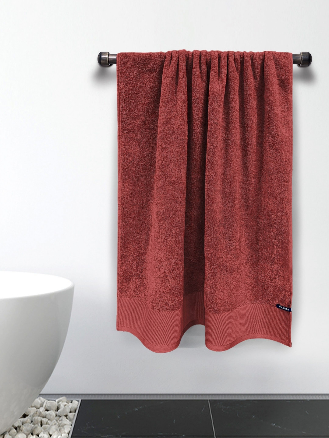 Myntra Elegant Homes Maroon Cotton 650 GSM Bath Towel