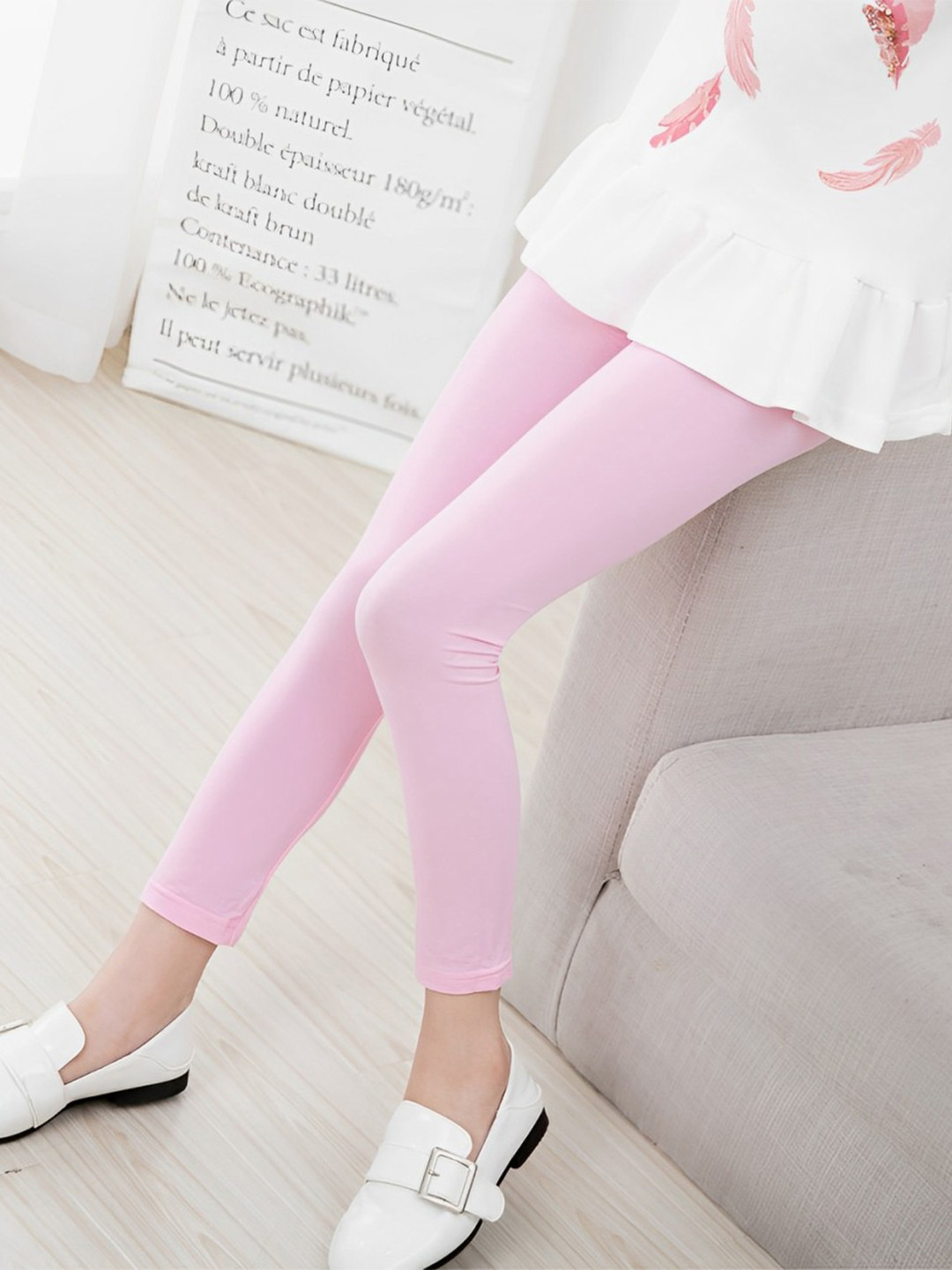 SYGA Girls Pink Rayon Ankle Length Leggings