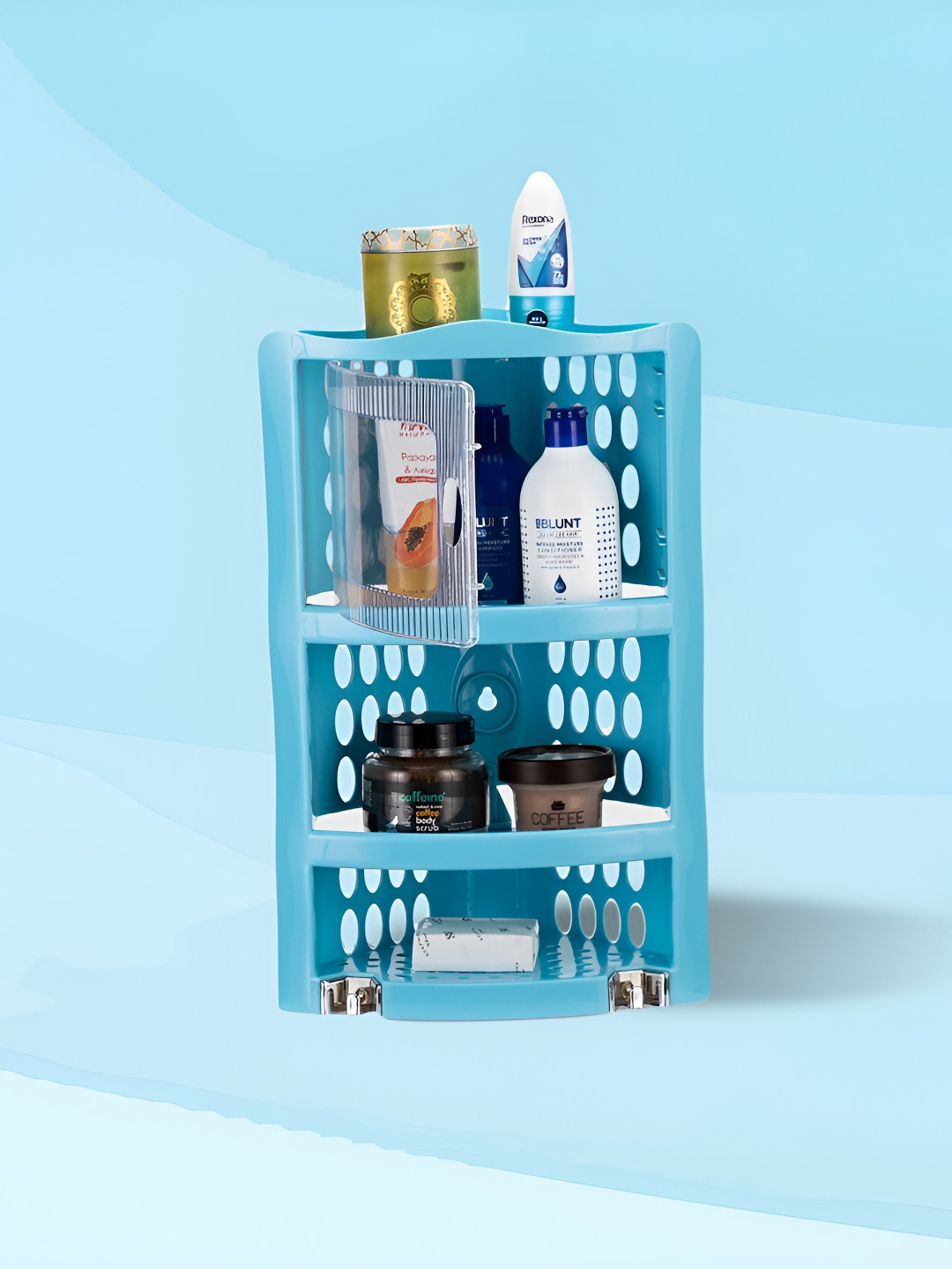 Nayasa Blue Corner Rack Big Bathroom Accessories Storage Rack
