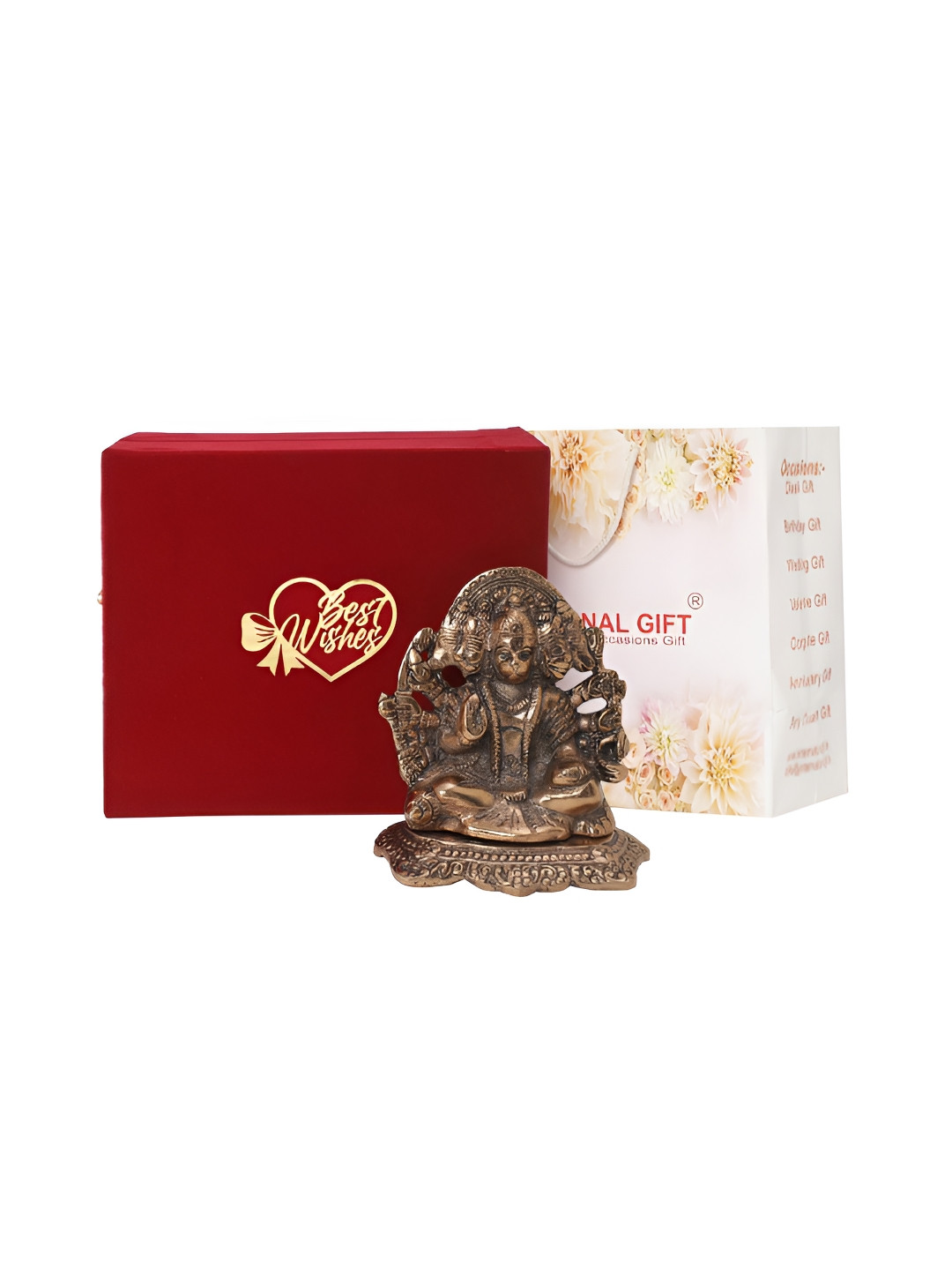 INTERNATIONAL GIFT Panchmukhi Hanuman God Copper Metal Metallic Prayer Room Medium Showpiece - 5.5 Inches