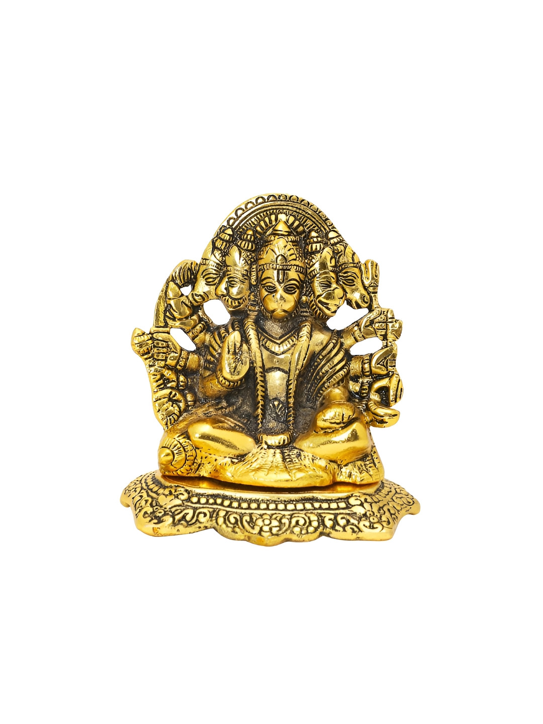INTERNATIONAL GIFT Panchmukhi Hanuman God Gold Metal Metallic Prayer Room Medium Showpiece - 5.5 Inches