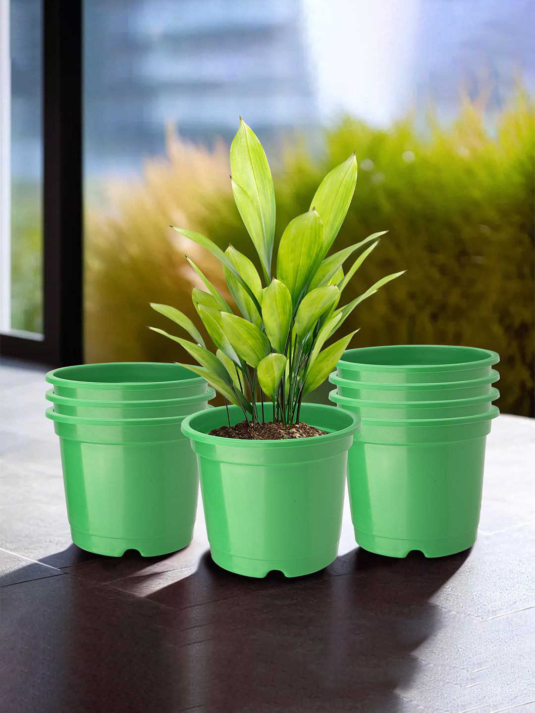 Kuber Industries Green 8 Pieces Flower Pot
