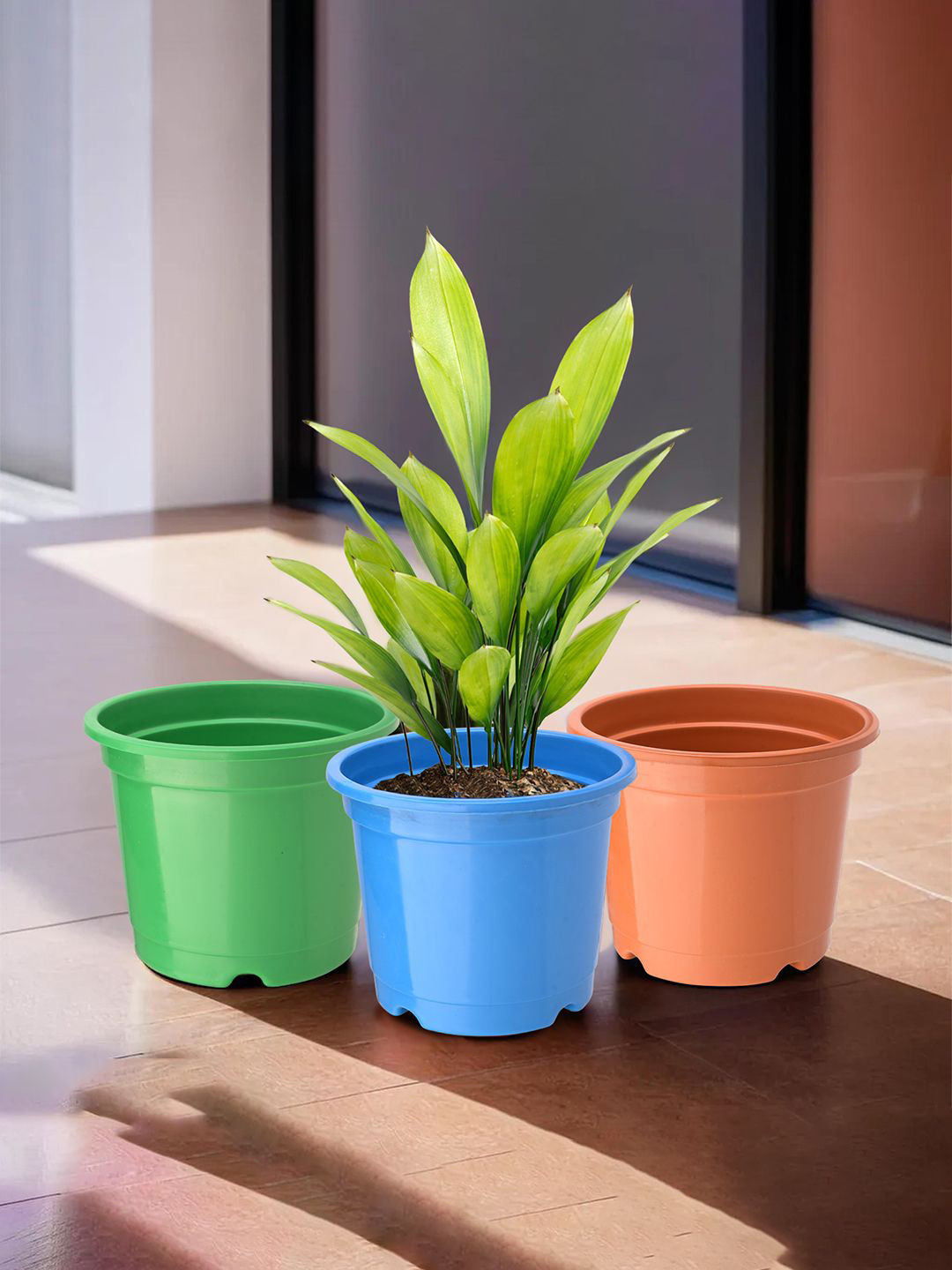 Kuber Industries Blue & Green 3 Pieces Lightweight Planters