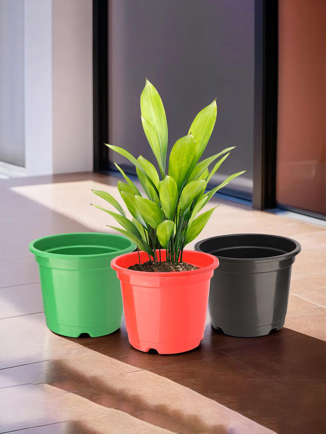 Kuber Industries Black & Red 3 Pieces Planter