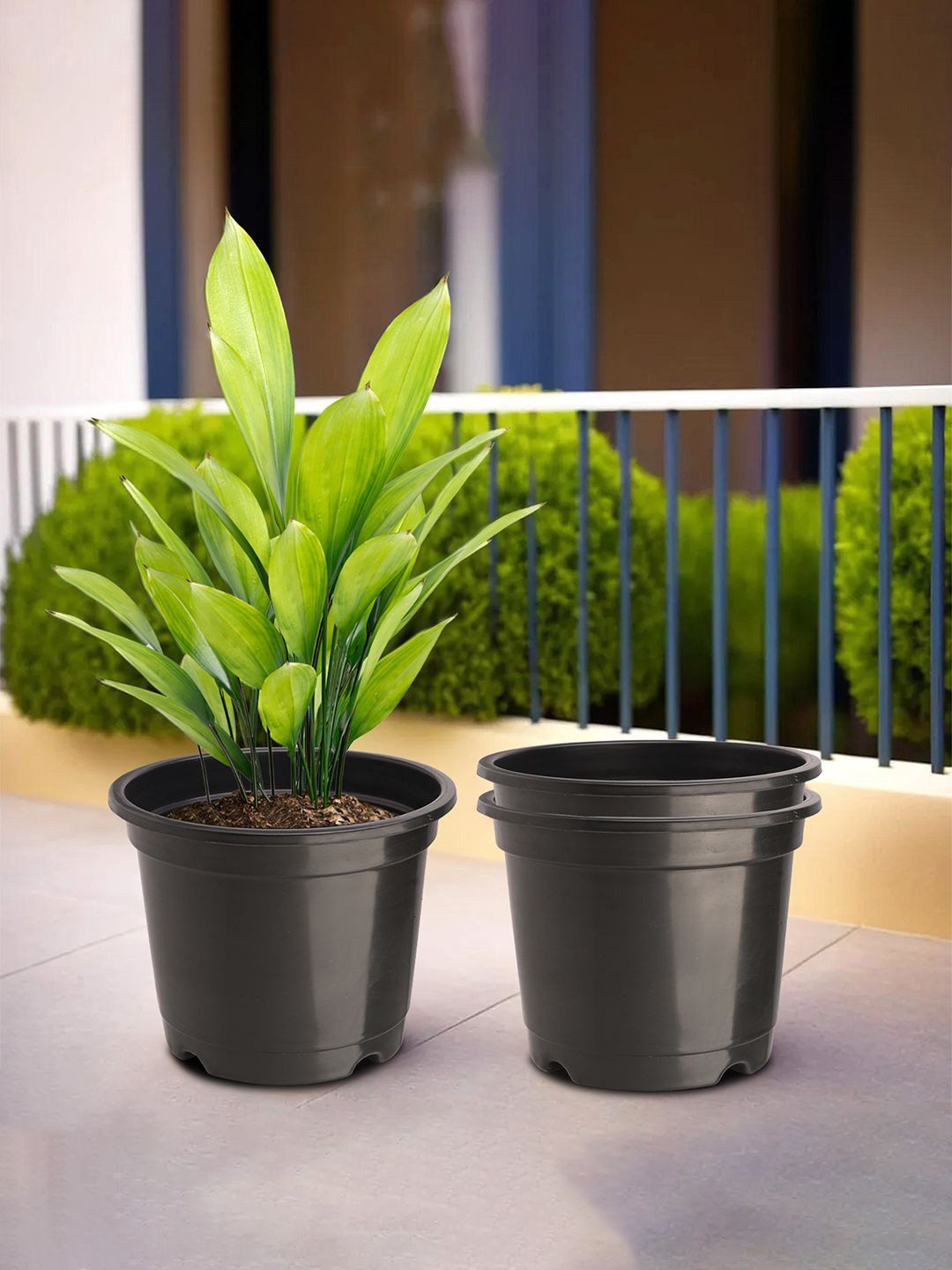Kuber Industries Black 3 Pieces Synergy Phooldaan Flower Durable Planters