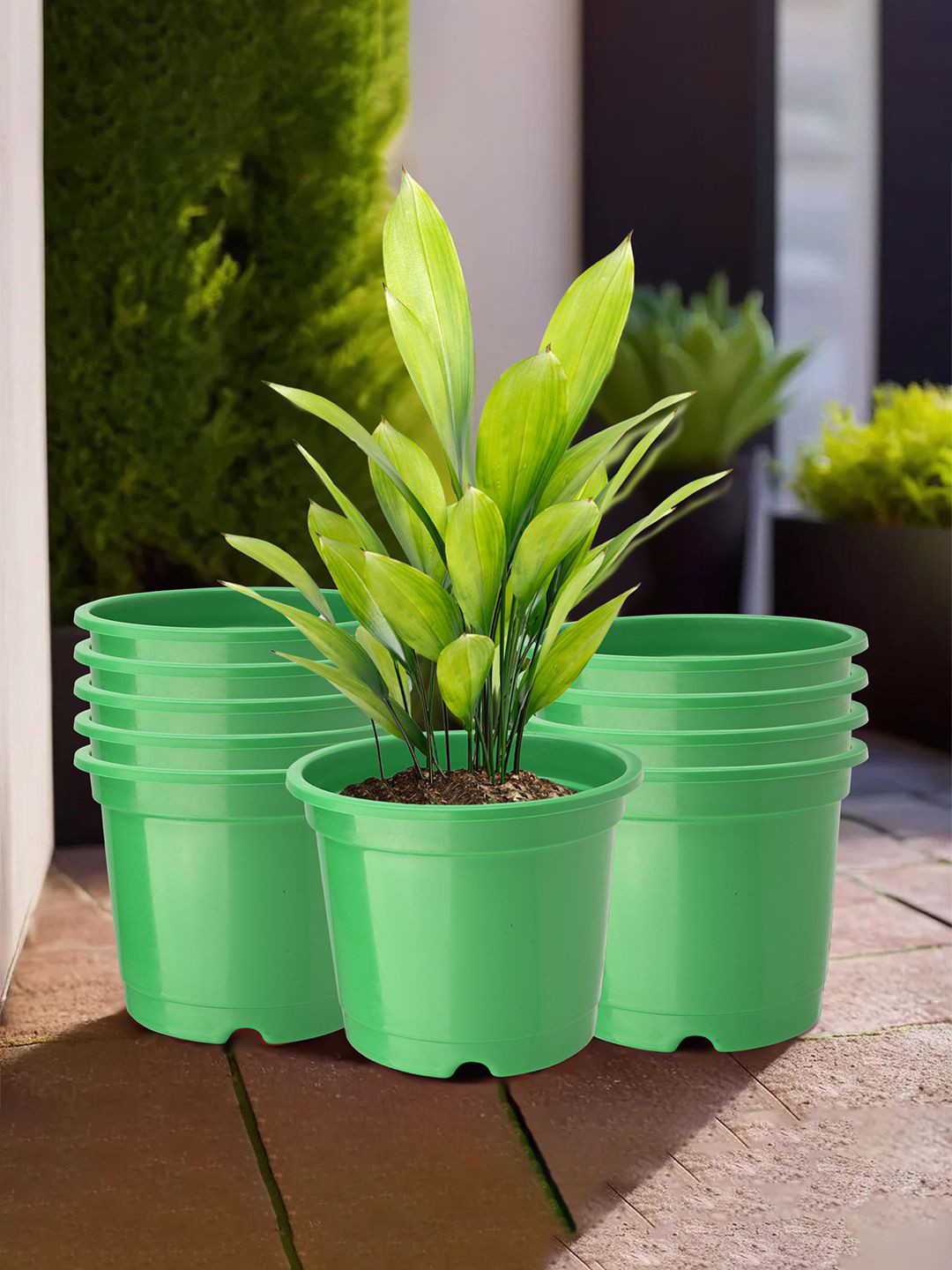 Kuber Industries Green 10 Pieces Round Reuseable Planters