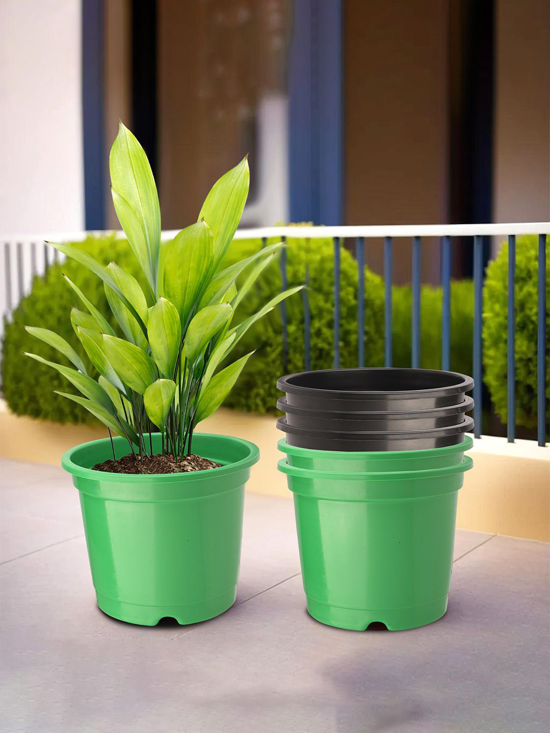 Kuber Industries Green & Black 6 Pieces Light weight Planters