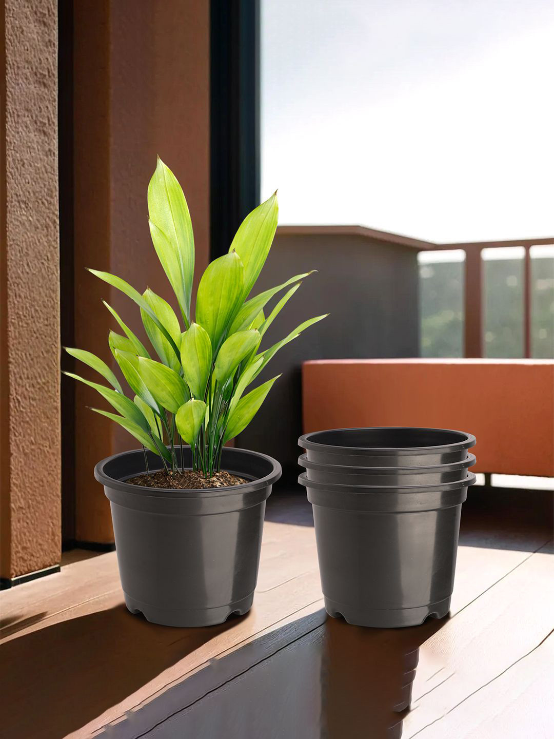 Kuber Industries Black 4 Pieces Durable Planters