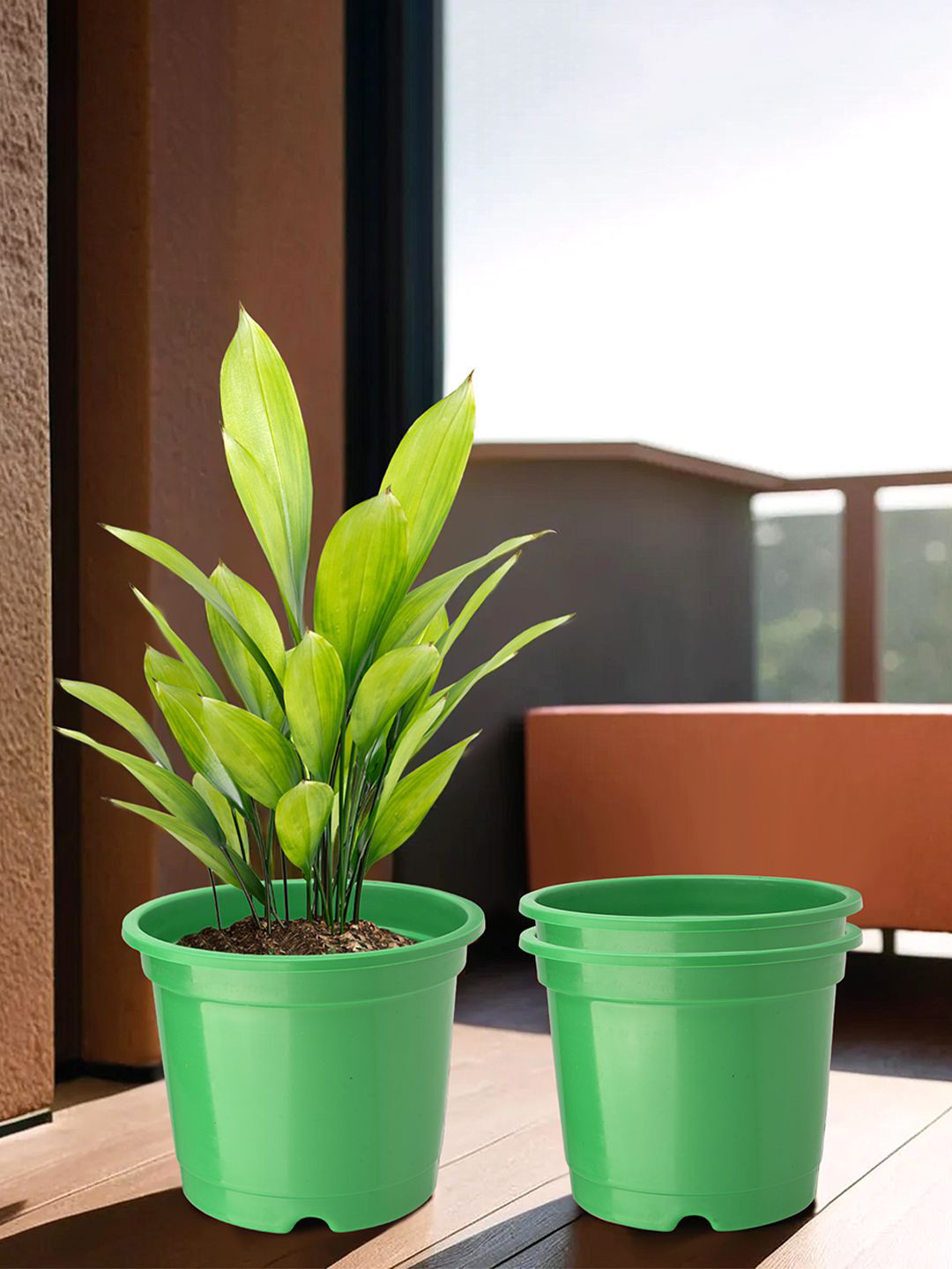 Kuber Industries Green 3 Pieces Synergy Phooldaan Flower Pot