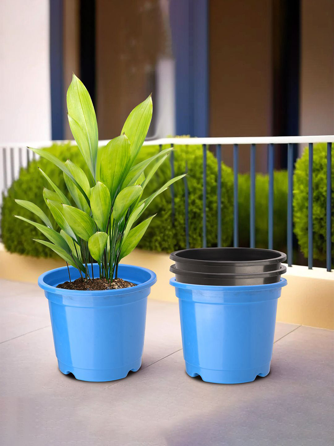 Kuber Industries Blue & Black 4 Pieces Durable Planters
