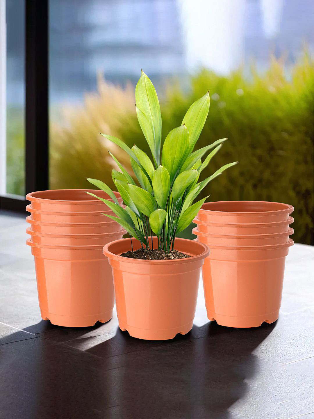 Kuber Industries Orange 10 Pieces Planter With Pot