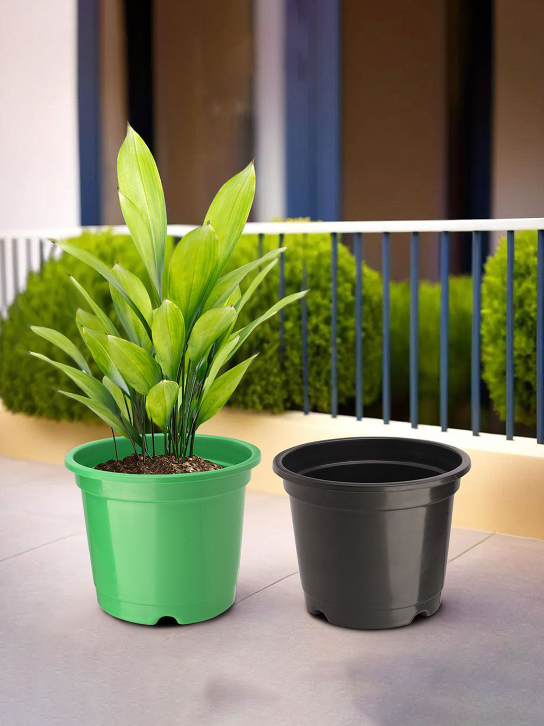Kuber Industries Green & Black 2 Pieces Lightweight Planters