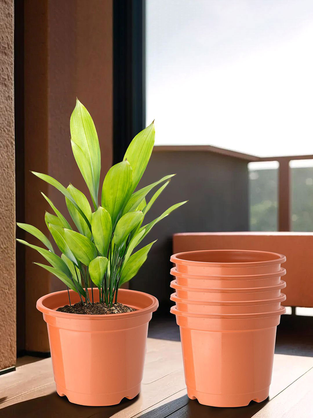 Kuber Industries Orange 6 Pieces Synergy Flower Planters