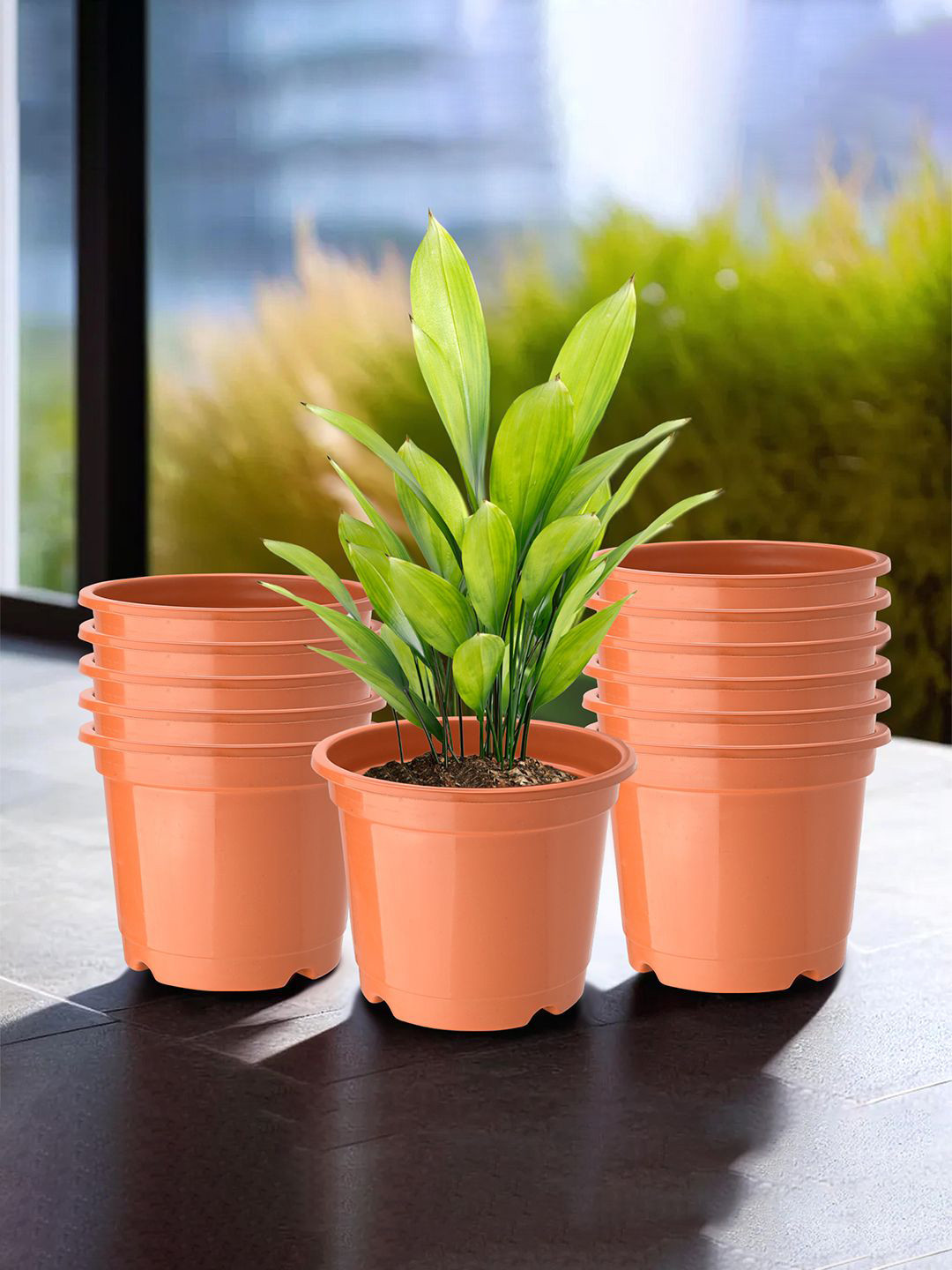 Kuber Industries Orange-Coloured 12 Pieces Synergy Phooldaan Planters