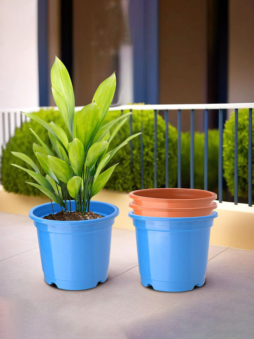 Kuber Industries Set of 4 Blue & Orange Planters