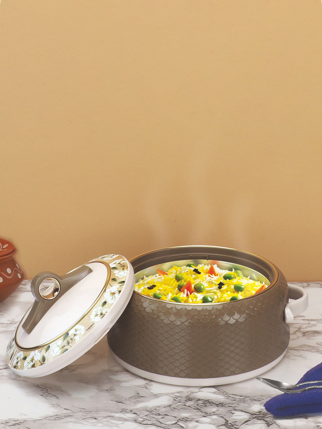 Nayasa Coral Dark Brown Insulated Serving Casserole With Lid- 1500 ml