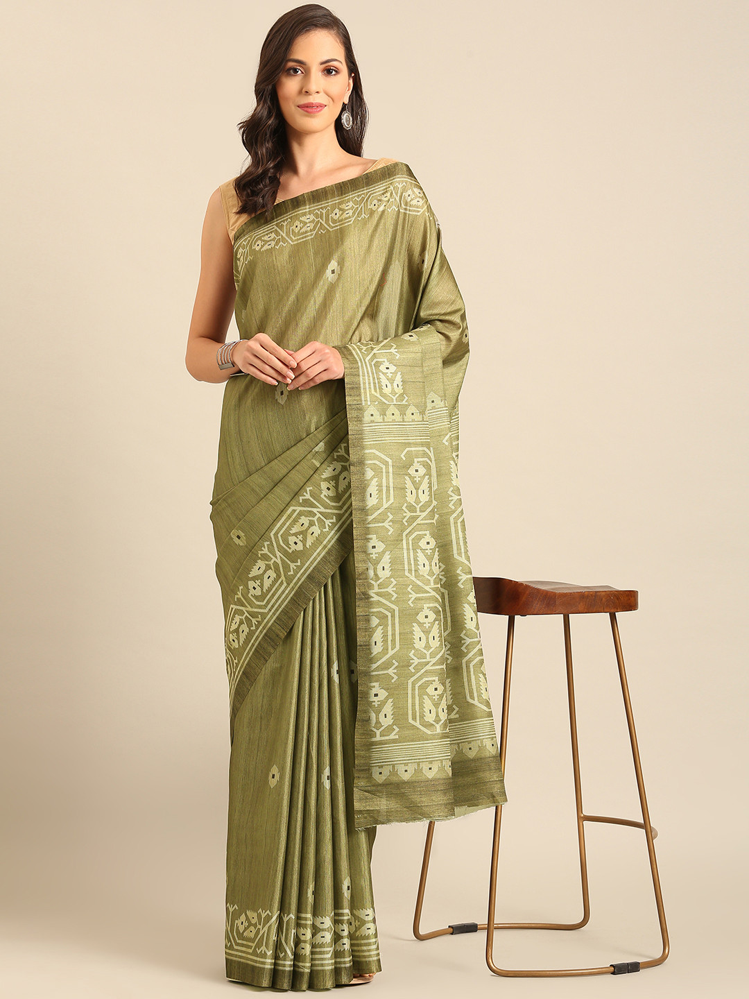 SANGAM PRINTS Geometric Printed Saree