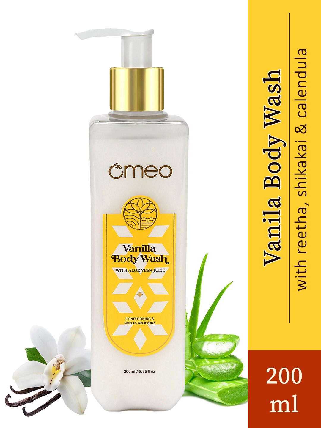 Omeo Vanilla Body Wash With Pure Vanilla Extract Nourishing & Smoothing - 200ml