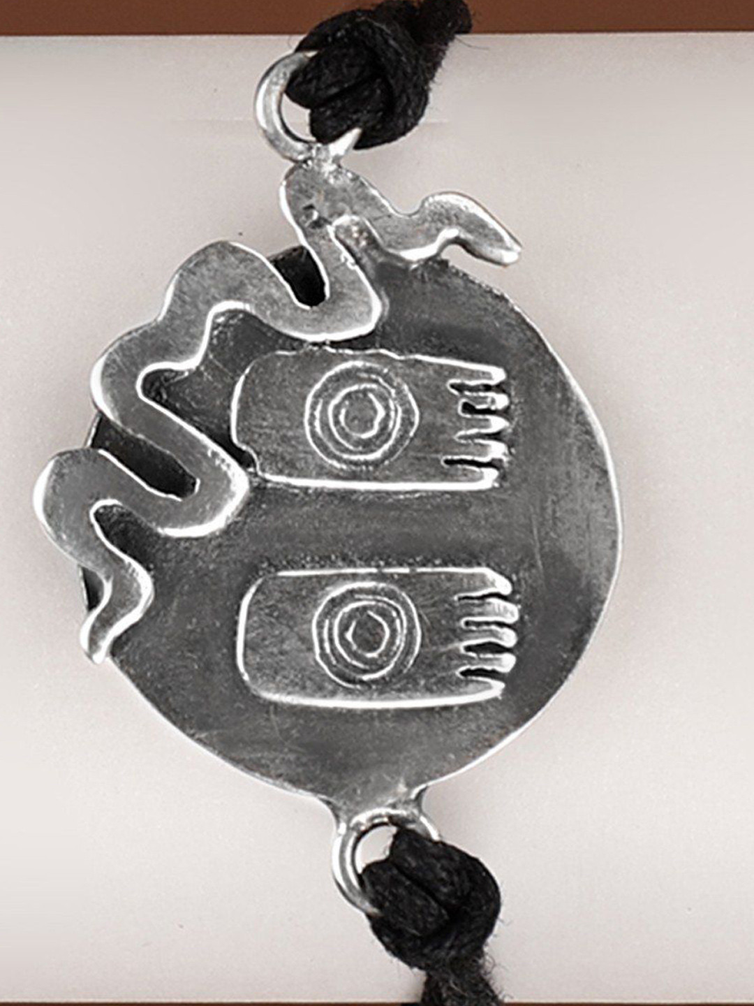 Exotic India Sterling Silver Charan Paduka Stylized Bracelet