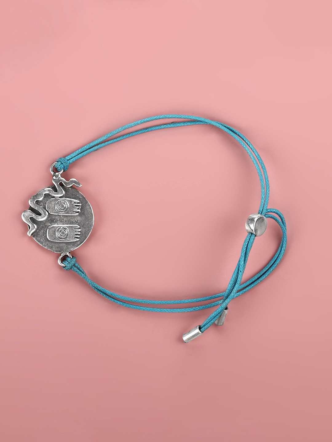 Exotic India Sterling Silver Charan Paduka Stylized Bracelet