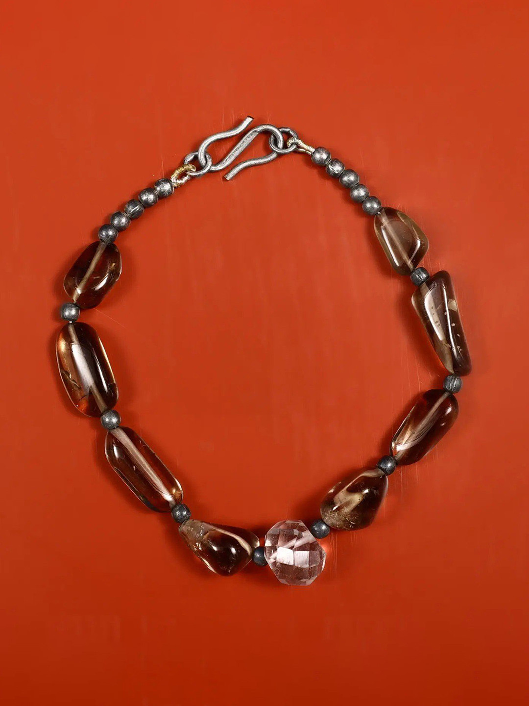 Exotic India Smoky Quartz Stone Sterling Silver Bracelet