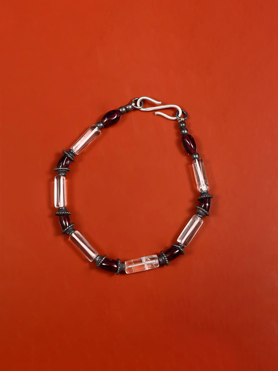 Exotic India Garnet Multi-Gemstone Sterling Silver Bracelet