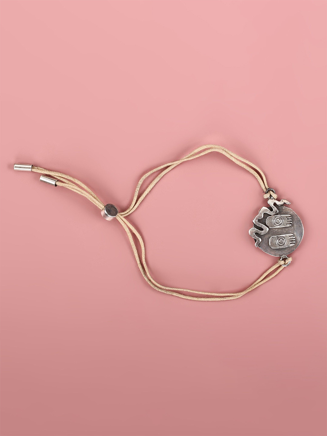 Exotic India Sterling Silver Charan Paduka Stylized Bracelet