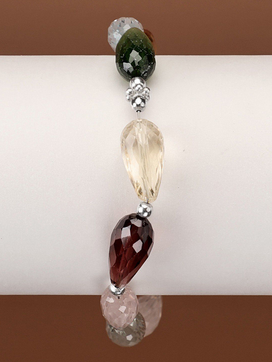 Exotic India Multiple Gemstones Stylish Sterling Silver Bracelet