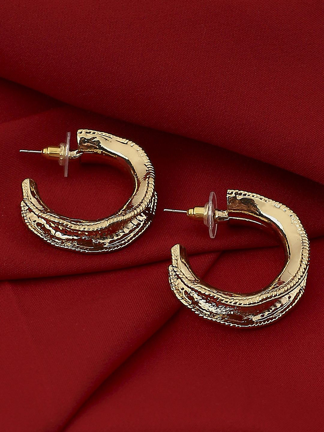 OOMPH Broad Twisted Design Hoop Earrings