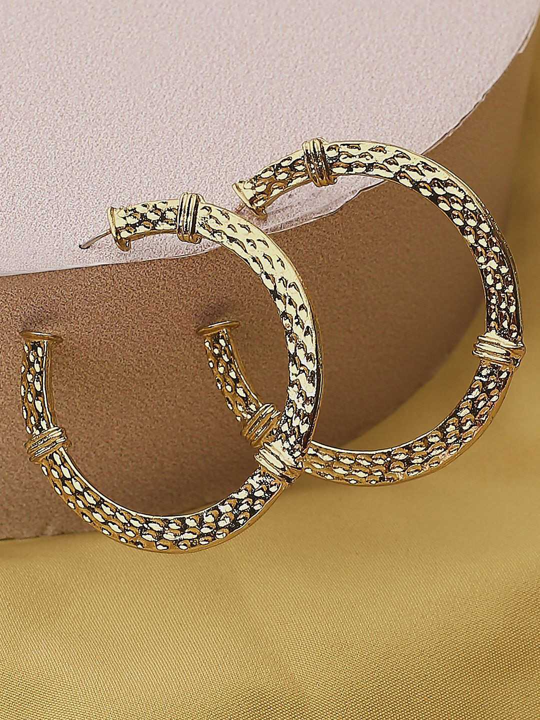 OOMPH Circular Textured Hoop Earrings