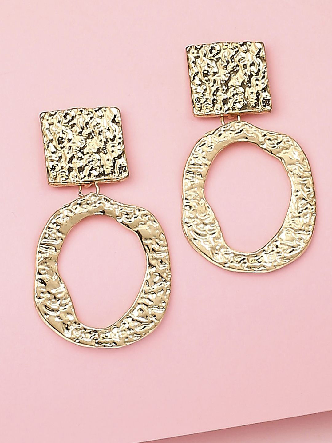 OOMPH Hammered Square Hoop Earrings
