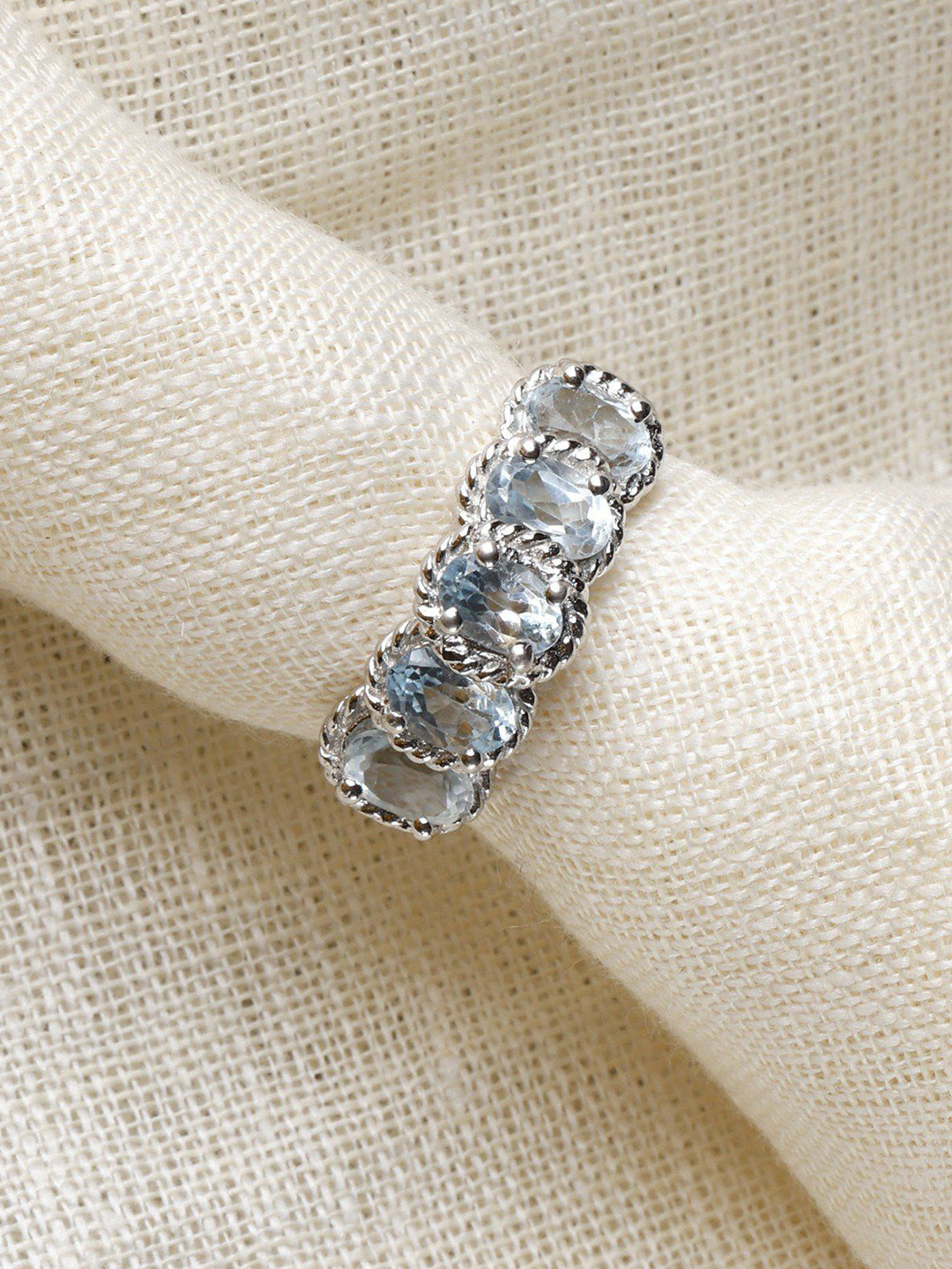 Exotic India Blue Topaz Stone Sterling Silver Ring